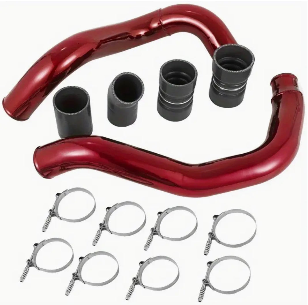 Red Turbo Intercooler Pipe Boot Kit CAC Tubes for 6.0L 03-07 Ford Powerstroke